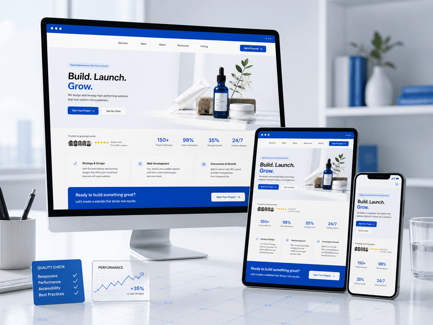 Website Development quality testing across desktop, tablet and mobile devices
