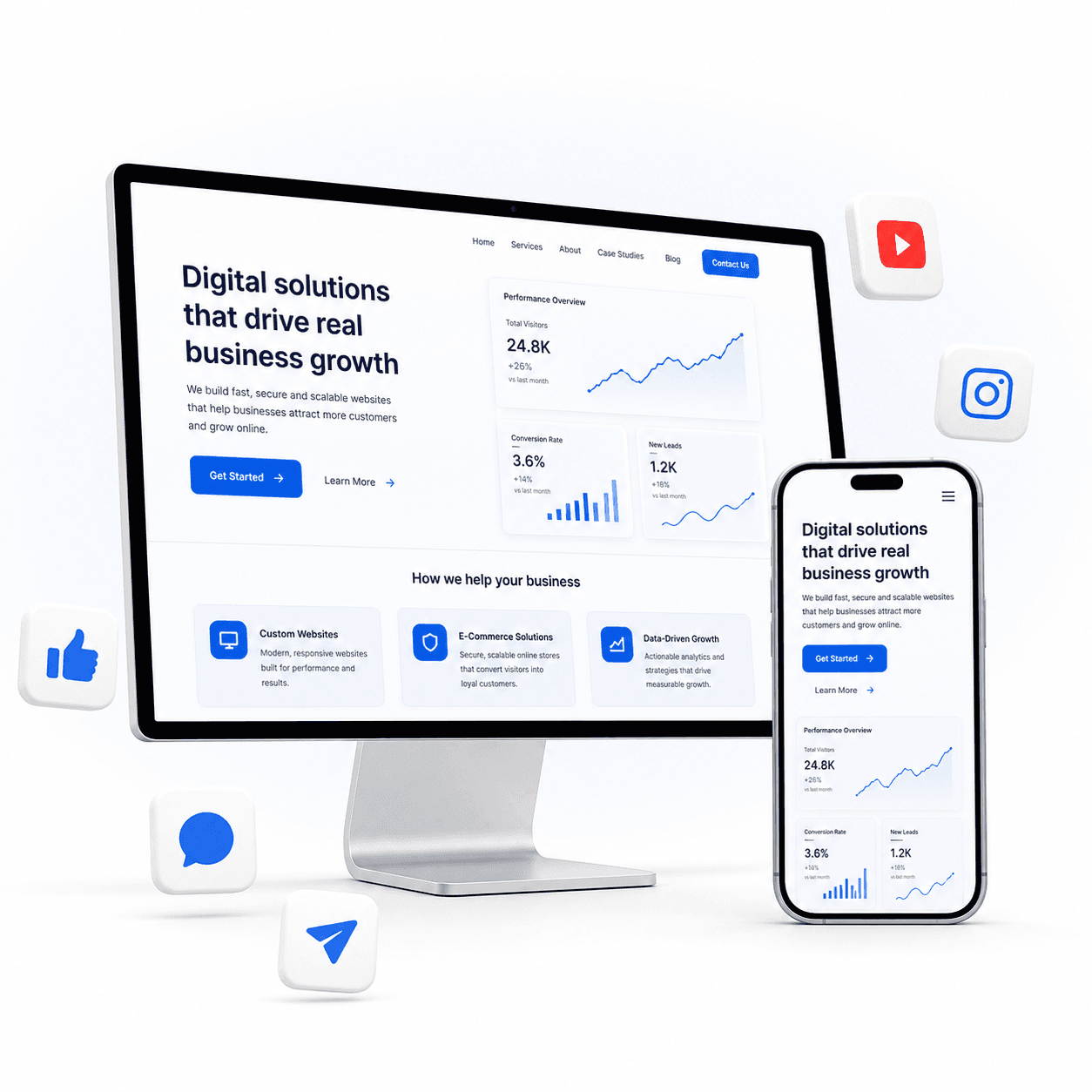 Responsive digital experience displayed across desktop and mobile devices